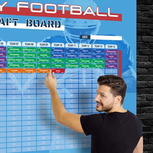 لوحة Golden Fox Fantasy Football Draft Board لموسم 2026 - طقم لوحة كبير مقاس 5.3 × 3.7 قدم - ما يصل إلى 14 فريقًا و20 جولة وأكثر من 600 ملصق مطور للاعبين in Kuwait