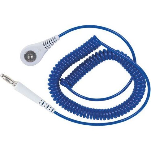 Desco Jewel Low Profile, Wrist Strap Single Conductor Coiled ESD Grounding Cord - 10 ft Length - 4 mm Snap - 09121 [PRICE is per EACH] in Saudi Arabia
