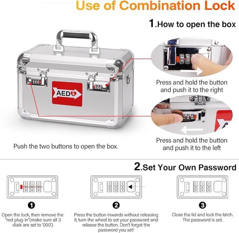 AED Vehicle Storage Case with Combination Lock-15.5 x 9.6 x 10 Inches Universal AED Compatible Medical Device Box, Perfect for Home, Hospital & School in Kuwait