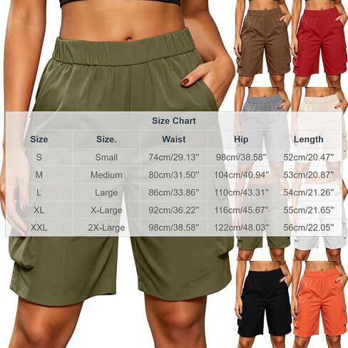 Bermuda Shorts for Women Knee Length Casual Wide Leg High Waist Hiking Travel Summer Cargo Shorts with Pockets in Kuwait