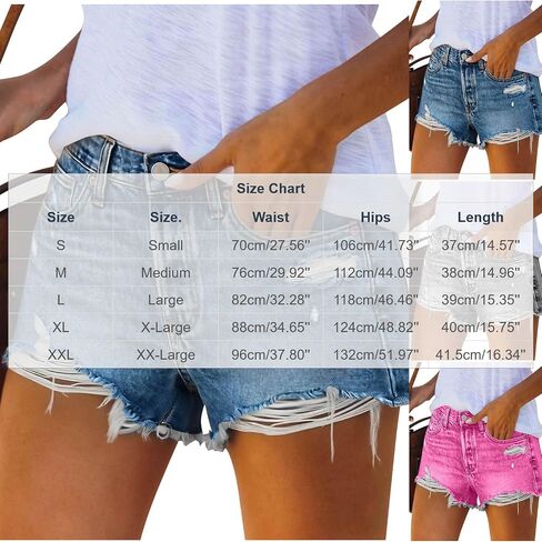 Women's Denim Shorts Summer Mid Waist Ripped Cut Hem Distressed Stretchy Jean Shorts Fashion Short with Pockets in Kuwait