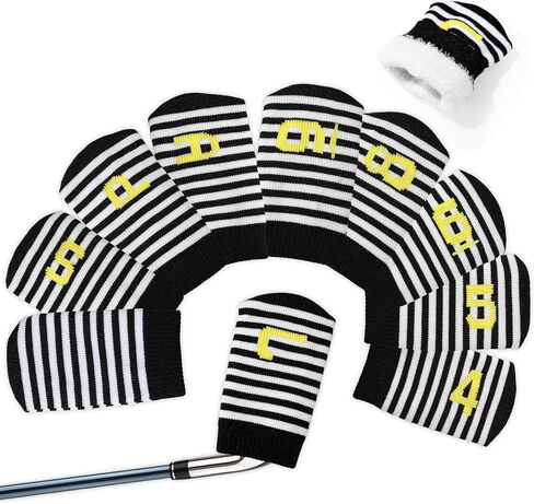 PGM 10 Pcs Golf Head Covers for Iron Club Set with Marked, Stretchy Durable Soft Thickened Sock Style Headcover for Multiple Iron Sizes in Kuwait