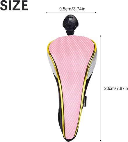 Andux 2Pcs/Set Golf Hybrids Club Head Covers with Dial No. Tag MT/HY10 | Gold Piping | all the Same Size | Short Neck | Nylon-mesh Breathable material in Kuwait