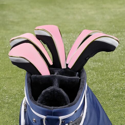 Andux 2Pcs/Set Golf Hybrids Club Head Covers with Dial No. Tag MT/HY10 | Gold Piping | all the Same Size | Short Neck | Nylon-mesh Breathable material in Kuwait