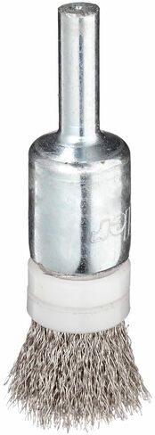 Weiler 11110 0.006" Wire Size, 302 Stainless Steel Bristles, Banded, Solid End, Stem-Mounted Crimped Wire End Brush, Made in the USA in Kuwait