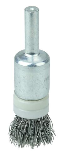 Weiler 11110 0.006" Wire Size, 302 Stainless Steel Bristles, Banded, Solid End, Stem-Mounted Crimped Wire End Brush, Made in the USA in Kuwait