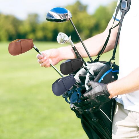 6 Pcs Golf Iron Head Covers, PU Leather Golf Club Protector Sleeve Iron Headcovers for Right-Handed Clubs in Kuwait
