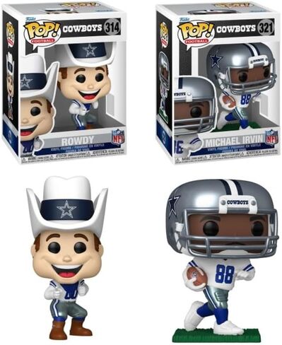 Funko Pop! NFL Dallas Cowboys Collectible Figures, Rowdy Mascot and Michael Irvin Player, 2-Piece Vinyl Set in Kuwait