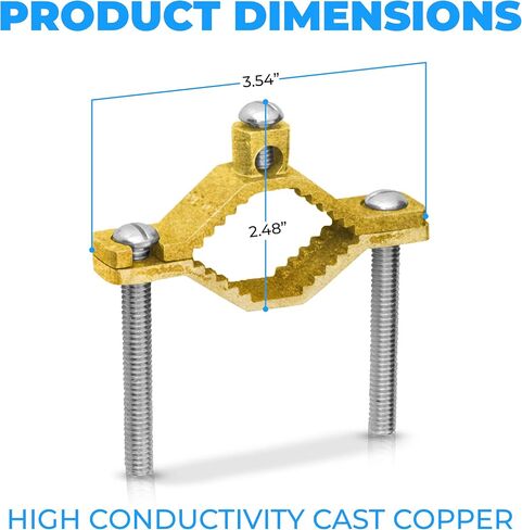 OHLECTRIC 5 Pack - Heavy Duty Non-Direct Burial Copper Ground Clamp for 1-1/4" - 2" Pipe Range | High Conductivity Ground Pipe Clamp | Supports 2-10" Wire Range in Kuwait