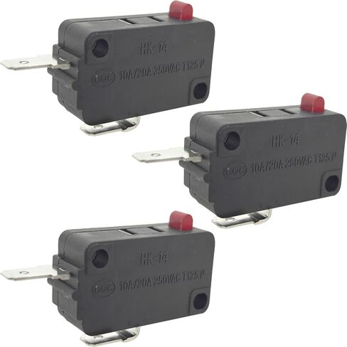HK-14 Normally Closed (NC) Micro Switch (3-Pack, Red Button), 10A 250V 2-Pin Air Fryer Door Interlock Switch Compatible with Gourmia Ninja Insignia Instant Pot, Fixes Safety Latch & Power Issues in Kuwait