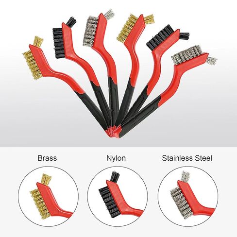 3-Piece Double-Head Set Wire Brushes Combo for Stubborn Stains Kitchen Cleaning Tool Stainless Steel Copper Wire Gap Brushes in Kuwait