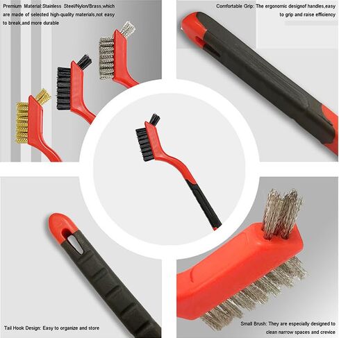 3-Piece Double-Head Set Wire Brushes Combo for Stubborn Stains Kitchen Cleaning Tool Stainless Steel Copper Wire Gap Brushes in Kuwait