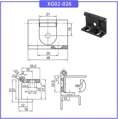 Zinc Alloy L-Shaped Right Angle Hinge XG02-026 1Pcs in Saudi Arabia