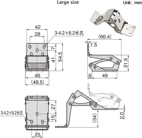 Thickened Hidden Foldable Hinge 304 Stainless Steel Internal Door Type Four Axis 1Pcs(304 SS-Large) in Saudi Arabia