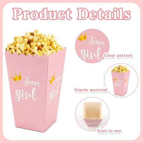 jeowicti 24 Pcs Gender Reveal Popcorn Boxes Striped Food Service Supply Stripe Colorful Cardboard Popcorn Bucket Containers Snack Candy Goodie Treat Boxes for Bachelorette Party Supplies Decorations in Kuwait