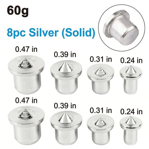 8 قطع أدوات النجارة 1/4 الأثاث لتحديد المواقع نجار الصلبة جولة الخشب نقر أعلى جولة الخشب دبوس DIY محدد الخشب دبوس مركز لكمة الفضة in Kuwait