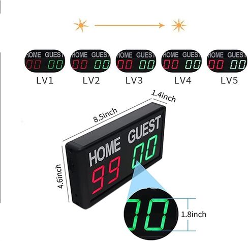Basketball Scoreboard & Timer Electronic Portable Digital Scoreboard with Remote, Wall Mounted Ping Pong Score Keeper for Games,Referee Scoreboards & Timers, in Kuwait