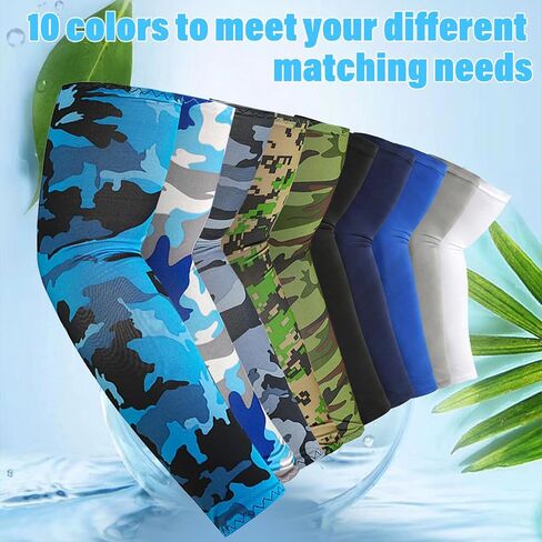 10 Pairs UV Sun Protection Arm Sleeves Unisex Arm Sleeves Ice Silk Cover Cooling Sleeves for Men Women in Kuwait