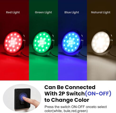 Boat Courtesy Lights, 5-Inch Ultra-Slim Four-Color Interior Light, 22-LED RGBW Marine Ambient Lights, 12V Surface-Mount, Suitable for Decorative Lighting on Ships, Yachts, and RVs in Kuwait