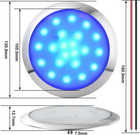 Boat Courtesy Lights, 5-Inch Ultra-Slim Four-Color Interior Light, 22-LED RGBW Marine Ambient Lights, 12V Surface-Mount, Suitable for Decorative Lighting on Ships, Yachts, and RVs in Kuwait