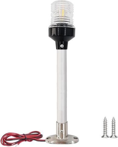 ISURE MARINE 12 inch 3 Nautical Mile Boat Anchor Light All Around LED Fixed Mount Navigation Light With Stainless Steel Base and Tube, 12-24 VDC in Kuwait