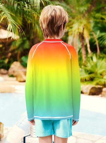 BesserBay Boys Swim Shirt UPF 50+ Zip Up Raglan Long Sleeve Rash Guard Shirt 4-12 Years in Kuwait