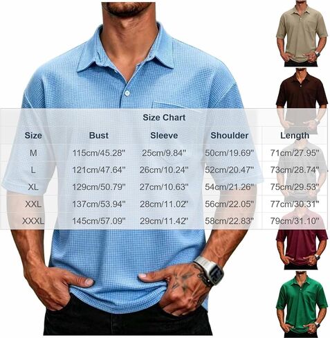 Mens Textured Short Sleeve Shirt Casual Knit Golf Shirts with Chest Pocket Summer Business Work Resort Top 2026 in Kuwait