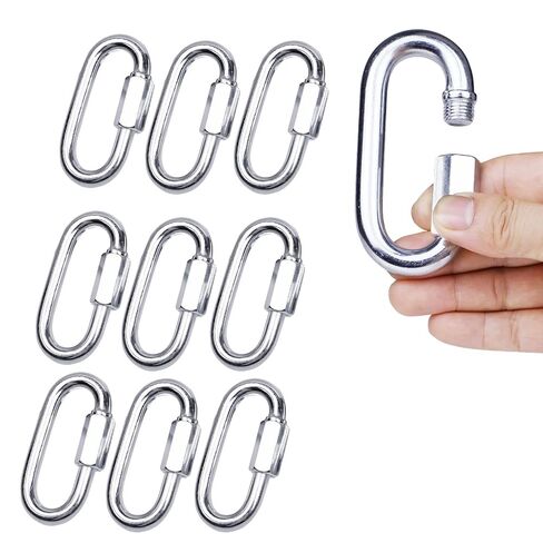 10 Pcs 1/4" Chain Hooks Quick Links,Screw Carabiner Chain Coupler, O Shape Locking Quick Chain Links for Outdoor Traveling Equipment and Hammock, Camping(M6) in Saudi Arabia
