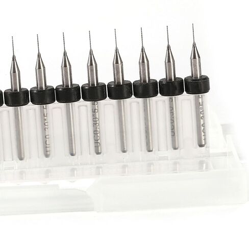 EVGATSAUTO 10pcs Tungsten Steel PCB Drill Bits, Twisted Flute Micro Drill Bits for CNC Mold Sculpture, with Easy Grip Storage (0.3mm) in Kuwait