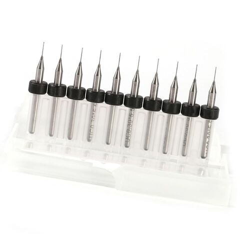 EVGATSAUTO 10pcs Tungsten Steel PCB Drill Bits, Twisted Flute Micro Drill Bits for CNC Mold Sculpture, with Easy Grip Storage (0.3mm) in Kuwait