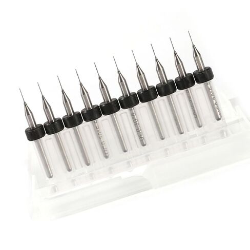 EVGATSAUTO 10pcs Tungsten Steel PCB Drill Bits, Twisted Flute Micro Drill Bits for CNC Mold Sculpture, with Easy Grip Storage (0.3mm) in Kuwait