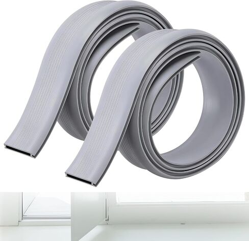 2-Pack 39 Inch Door Threshold Insert for Adjustable Aluminum Door Seals, 1-5/16" x 3/8" Weather Stripping Replacement for Exterior Front Door Bottom, Gray Vinyl Under Door Seal Strip, Cuttable to Fit in Kuwait