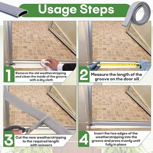 2-Pack 39 Inch Door Threshold Insert for Adjustable Aluminum Door Seals, 1-5/16" x 3/8" Weather Stripping Replacement for Exterior Front Door Bottom, Gray Vinyl Under Door Seal Strip, Cuttable to Fit in Kuwait