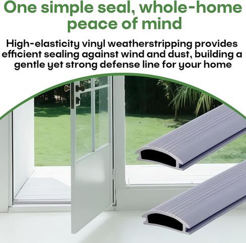 2-Pack 39 Inch Door Threshold Insert for Adjustable Aluminum Door Seals, 1-5/16" x 3/8" Weather Stripping Replacement for Exterior Front Door Bottom, Gray Vinyl Under Door Seal Strip, Cuttable to Fit in Kuwait