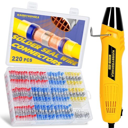 Haisstronica 340 PCS Solder Seal Seal Connectors with Heat Gun Kit - Solder Sticks Orderals Terminals Materproof Electricor in Kuwait