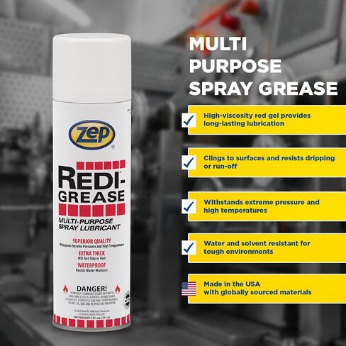 Zep Redi-Grease Multi-Purpose Spray Lubricant - 12 Ounce (Pack of 1) 11521 - Withstands Extreme Pressues and High Temperatures, Will Not Drip or Run in Kuwait