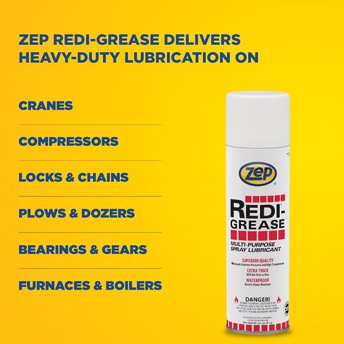 Zep Redi-Grease Multi-Purpose Spray Lubricant - 12 Ounce (Pack of 1) 11521 - Withstands Extreme Pressues and High Temperatures, Will Not Drip or Run in Kuwait