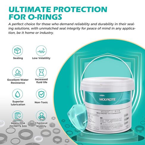 Molykote 111 Compound 3.6kg Valve Lubricant and Sealant Nlgi Grade 3-4 for O-Rings Water Valves Electrical Equipment Plastic Rubber Components Water Resistance Wide Temperature Translucent White in Kuwait