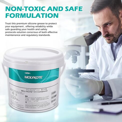 Molykote 111 Compound 3.6kg Valve Lubricant and Sealant Nlgi Grade 3-4 for O-Rings Water Valves Electrical Equipment Plastic Rubber Components Water Resistance Wide Temperature Translucent White in Kuwait