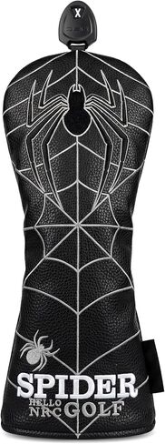 أغطية رأس Vesperlux Spider Golf للسائق من الخشب الهجين والحديد | جلد مقاوم للماء، غطاء مضرب مغناطيسي، مضاد للانزلاق، حماية كاملة، متين، يناسب عصا المحاذاة، هدية جولف للرجال in Kuwait