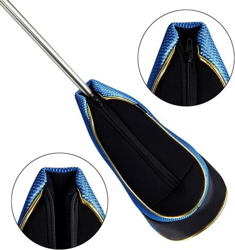 Andux 4Pcs/Set Gold Golf Wood Club Head Covers with Zipper MGMT30 | for 460cc Driver Fairway Short Neck Faux Leather and Nylon-mesh Embroidery thread Number in Kuwait