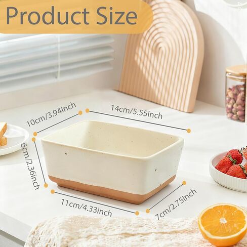 Ceramic Butter Dish With Lid for Countertop,Porcelain Butter Container,Large Covered Butter Dish,Vintage European Butter Holder with Lid,Farmhouse Decor,Dishwasher Safe (White) in Kuwait