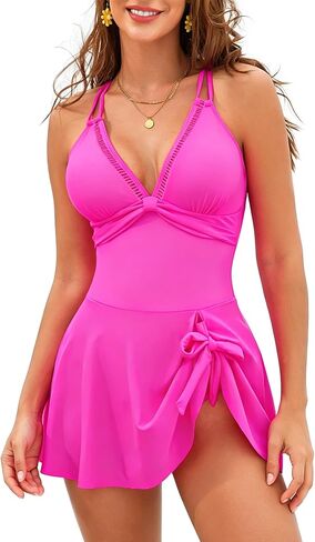Womens One Piece Swimsuit with Skirt Bathing Suits Tummy Control Mini Hollow Out Swimwear Tie Knot 2026 Swim Dress in Kuwait