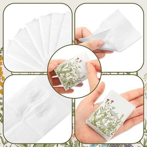 Zonon 100 Pack Pocket Tissues Floral 3 Ply Mini Travel Facial Tissues Bulk Paper Individual Tissues for Wedding Party Disposable Hand Towel for Bathroom Wedding Birthday(Vivid Style) in Kuwait