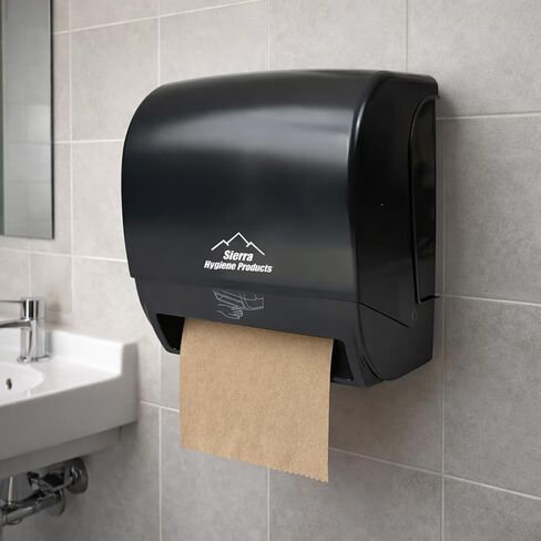 Sierra Hygiene 1-Ply Natural (Kraft) Roll Towels, 8" x 600’, Hardwound Universal Paper Towel Rolls for Commercial Restrooms, Restaurants, Schools & Offices, Case of 12 Rolls, Made in USA in Kuwait