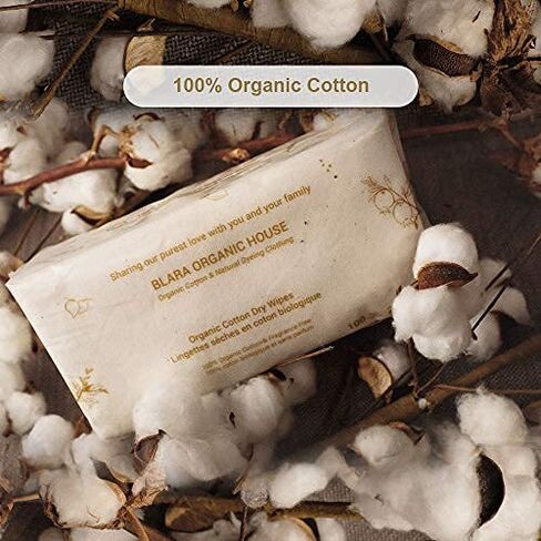 BLARA ORGANIC HOUSE Cashmere feel Organic Cotton Wipes Wet and Dry Dual use for Babies Adults Sensitive Skin Care and Daily Use(6 packs, 100 Wipes/Pack) in Kuwait