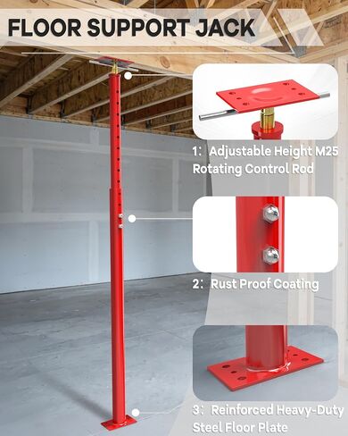 2 Pack House Jacks for Leveling Crawlspace,19" -34.5" Height Range,6820 lbs to 4409 lbs Height Capacity,Adjustable Floor Joist Jack House Jack Post,Floor Jacks Joist Beam Brace for Cellar Ceiling in Saudi Arabia