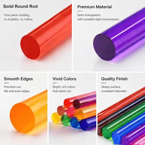 Acrylic Round Rods 4PCS 500Mm, Large Diameter 12–30Mm Solid PMMA Rods, Heavy Duty Clear Plastic for DIY Support, Displays and Model Making,Blue,ID 12mm in Saudi Arabia