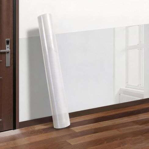 CREATCABIN Electrostatic Wall Protective Film Clear Wall Protector Transparent Plastic Static Cling Film Adhesive-Free Removable Contact Paper for Kitchen Dog Cat Splashes Scratches 393.7x15.8Inch in Kuwait