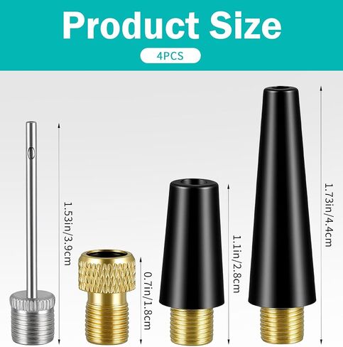 4Pcs Bike Pump Adapter Set, Air Pump Attachments & Air Pump Needle, Inflating Adapter Kit for Sport Balls Bicycles Inflatables in Kuwait